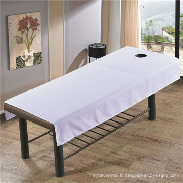 Ensemble de table de massage en coton blanc perlé de Percale à plat